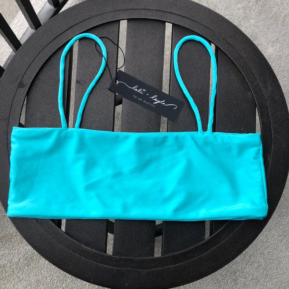 Lali + Layla turquoise blue bikini top